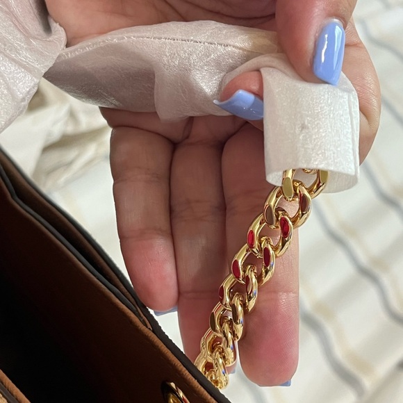 NWOT MK Jet Set Travel Large Chain Shoulder Tote Vanilla MK Signature Logo - Picture 15 of 16